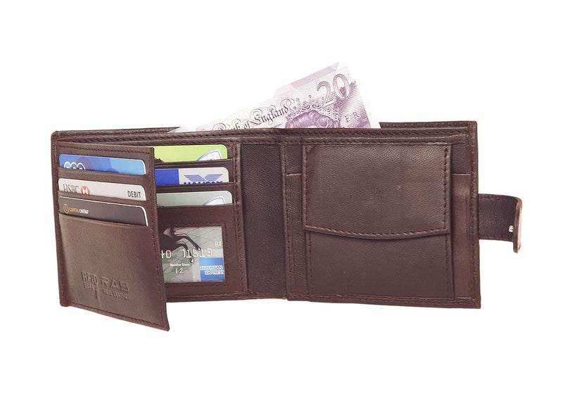 RAS Mens RFID Blocking Soft Smooth Genuine Leather Wallet With Id Card Slot and Coin Pocket 895