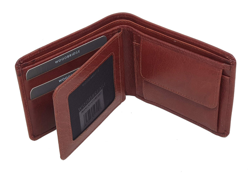 Woodbridge London Mens Leather Trifold Coin Pocket Wallet NC4002