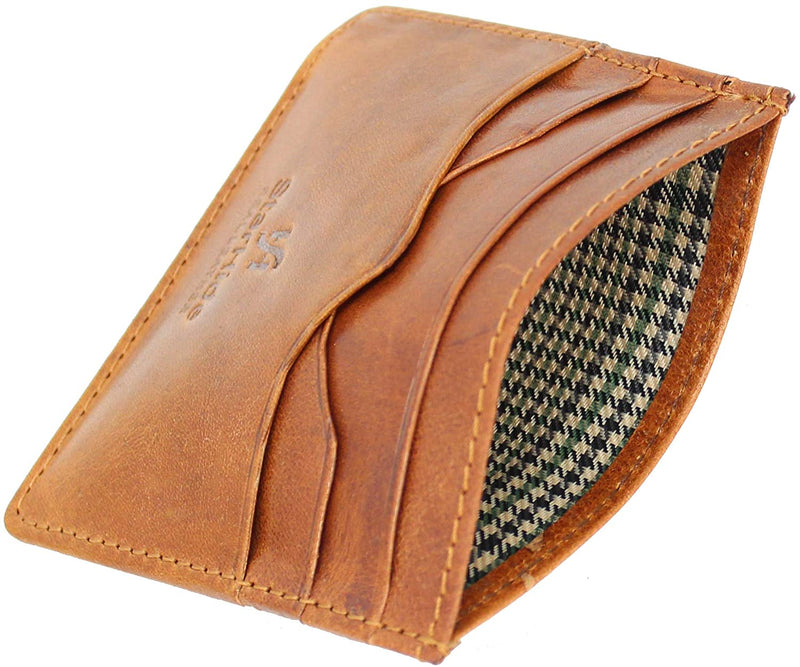 STARHIDE Mens Front Pocket VT Leather Minimalist Credit Card Holder 1215