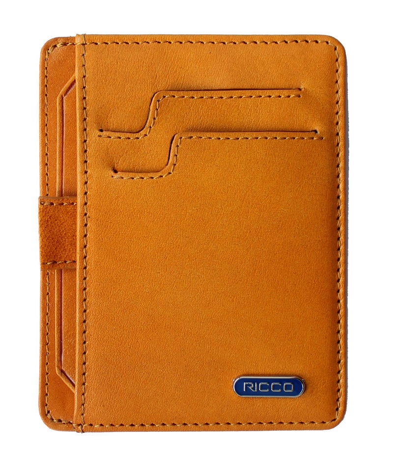 Ricco Front Pocket Genuine Italian Leather Thin Card Case Minimalist Wallet with RFID Blocking S11