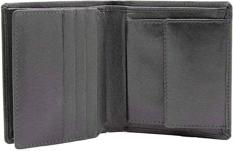 Topsum London Men Small Genuine Leather 6 Cards Wallet RFID Blocking Compact Coin Pocket Billfold Wallet Purse with Gift Box 4010 Black