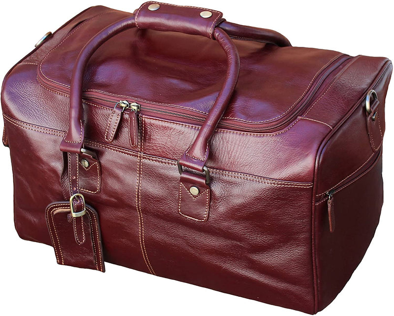 STARHIDE Genuine Leather Duffle Holdall Overnight Travel Weekend Gym Sports Luggage Flight Carry On Cabin Bag 545 Brown