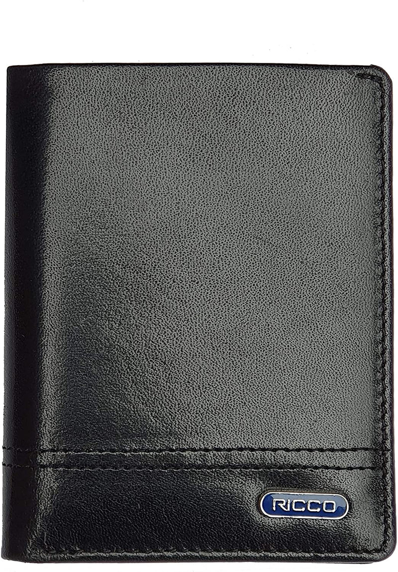 Ricco Mens RFID Blocking Genuine Italian Leather Slimline Billfold Wallet S15 Black Red