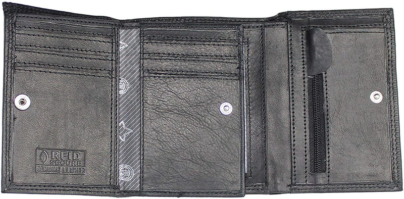 Morucha Mens RFID Blocking Trifold Genuine Leather Wallet with Coin Pocket M30