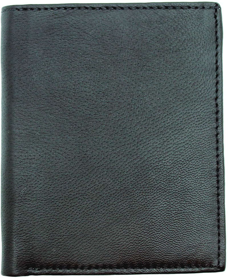 RAS Mens Leather Notecase Vertical Wallet Id Card Holder 55 Black