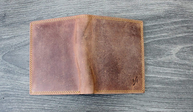 STARHIDE Wallets for Men RFID Blocking Distressed Hunter Leather Notecase Coins Pocket Wallet Id Card Holder 1070 Brown