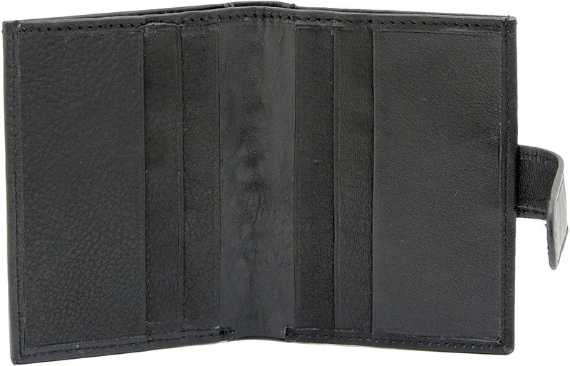 RAS Mens Womens Small Leather 24 Credit Cardholder with Popper Button Fastening 602 Black