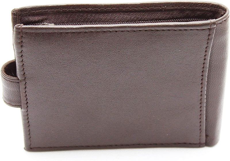 RAS Mens RFID Blocking Slim Wallet Genuine Leather Bifold Zip Coin Pocket Wallet 421