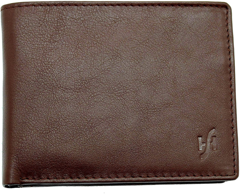 STARHIDE Mens RFID Blocking Soft Nappa Leather Zip Coin Pocket Bifold Wallet 110